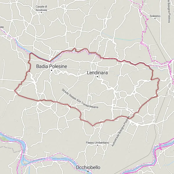 Miniaturní mapa "Gravelová trasa přes Villamarzanu" inspirace pro cyklisty v oblasti Veneto, Italy. Vytvořeno pomocí plánovače tras Tarmacs.app