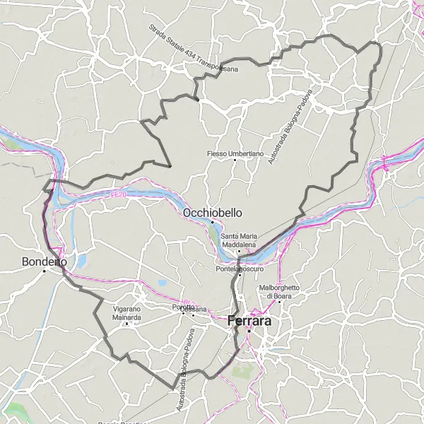 Miniatura della mappa di ispirazione al ciclismo "Tra Natura e Storia nel Veneto" nella regione di Veneto, Italy. Generata da Tarmacs.app, pianificatore di rotte ciclistiche