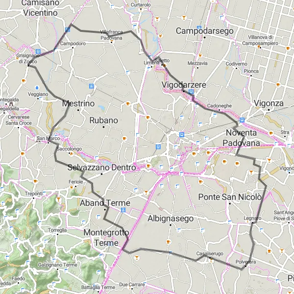 Karten-Miniaturansicht der Radinspiration "Genießen Sie die Natur auf dieser 83 km langen Straßenradtour" in Veneto, Italy. Erstellt vom Tarmacs.app-Routenplaner für Radtouren