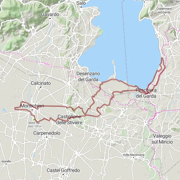 Miniatura della mappa di ispirazione al ciclismo "Gravel Sirmione to Peschiera del Garda" nella regione di Veneto, Italy. Generata da Tarmacs.app, pianificatore di rotte ciclistiche