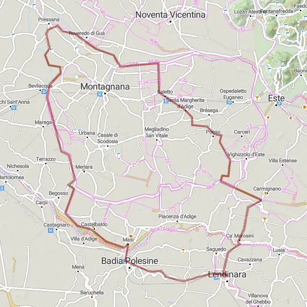 Miniaturní mapa "Gravel Route from Lendinara to Badia Polesine" inspirace pro cyklisty v oblasti Veneto, Italy. Vytvořeno pomocí plánovače tras Tarmacs.app