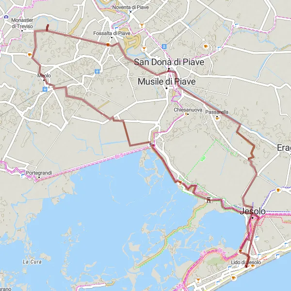 Miniaturní mapa "Trasa kolem Lida di Jesolo" inspirace pro cyklisty v oblasti Veneto, Italy. Vytvořeno pomocí plánovače tras Tarmacs.app