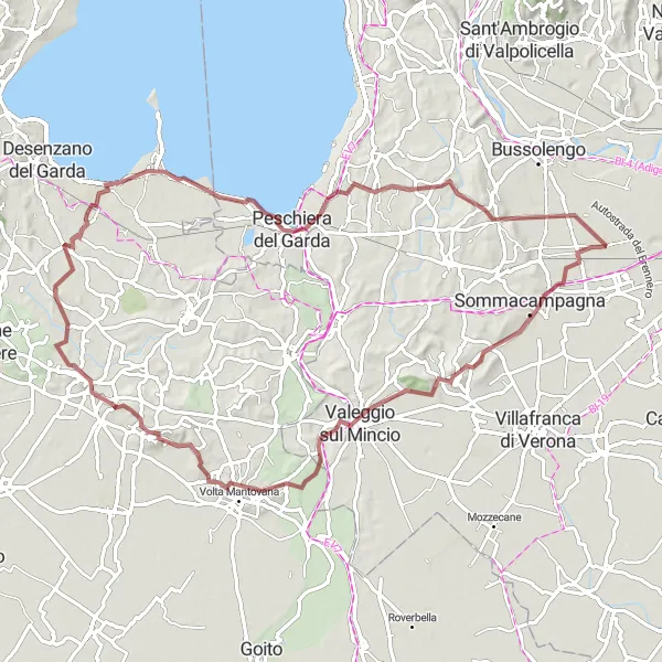 Miniatura della mappa di ispirazione al ciclismo "Giro in bicicletta da Lugagnano" nella regione di Veneto, Italy. Generata da Tarmacs.app, pianificatore di rotte ciclistiche