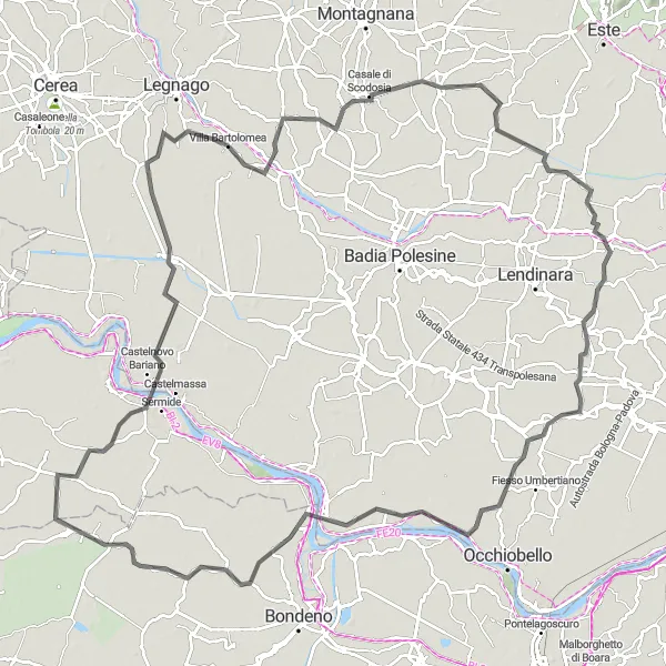 Miniaturní mapa "Okružní cyklotrasa kolem Lusie: Road" inspirace pro cyklisty v oblasti Veneto, Italy. Vytvořeno pomocí plánovače tras Tarmacs.app