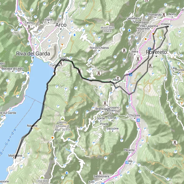 Karten-Miniaturansicht der Radinspiration "Tour um Malcesine und Passo San Giovanni" in Veneto, Italy. Erstellt vom Tarmacs.app-Routenplaner für Radtouren