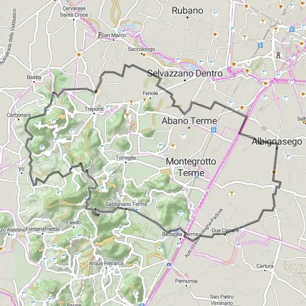 Miniaturní mapa "Road Route to Villa Molin" inspirace pro cyklisty v oblasti Veneto, Italy. Vytvořeno pomocí plánovače tras Tarmacs.app