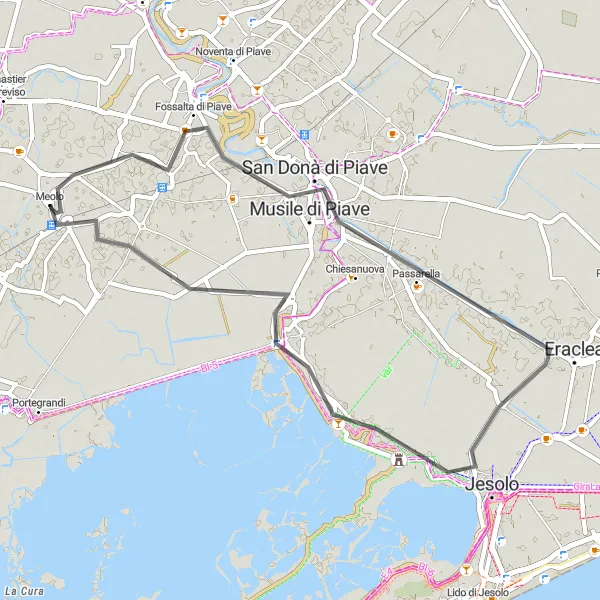 Miniatura della mappa di ispirazione al ciclismo "Circuito alla scoperta di Musile di Piave" nella regione di Veneto, Italy. Generata da Tarmacs.app, pianificatore di rotte ciclistiche