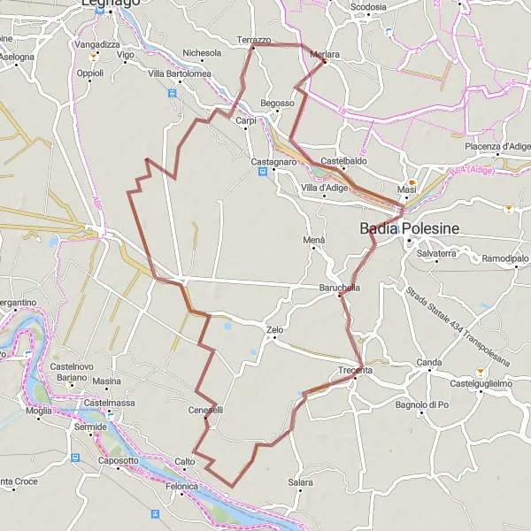 Miniatura della mappa di ispirazione al ciclismo "Percorso in bicicletta tra Badia Polesine e Terrazzo" nella regione di Veneto, Italy. Generata da Tarmacs.app, pianificatore di rotte ciclistiche