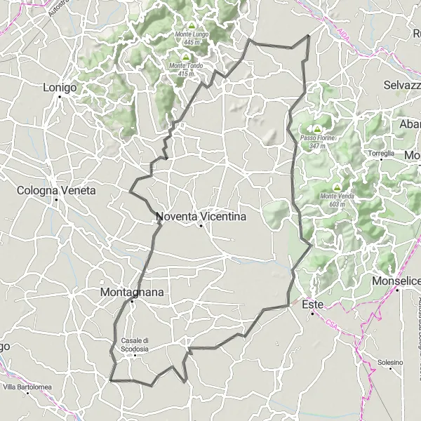 Miniatura mapy "Trasa w okolicach Pojana Maggiore - Ponso" - trasy rowerowej w Veneto, Italy. Wygenerowane przez planer tras rowerowych Tarmacs.app