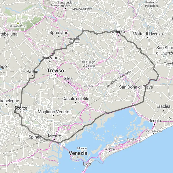 Miniatura mapy "Trasa z Forte Marghera do Salzano" - trasy rowerowej w Veneto, Italy. Wygenerowane przez planer tras rowerowych Tarmacs.app