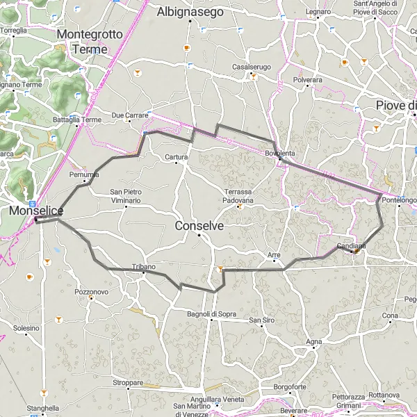 Miniatura mapy "Wycieczka do Bovolenta" - trasy rowerowej w Veneto, Italy. Wygenerowane przez planer tras rowerowych Tarmacs.app