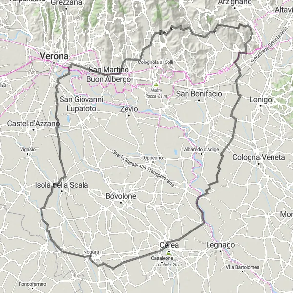 Miniatura mapy "Wędrówka przez Seria i Montorso Vicentino" - trasy rowerowej w Veneto, Italy. Wygenerowane przez planer tras rowerowych Tarmacs.app