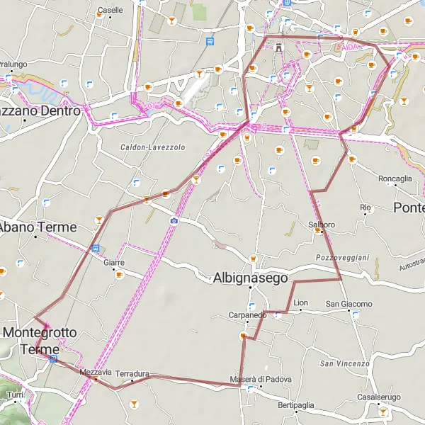 Zemljevid v pomanjšavi "Kulturna pot skozi Paduo" kolesarske inspiracije v Veneto, Italy. Generirano z načrtovalcem kolesarskih poti Tarmacs.app