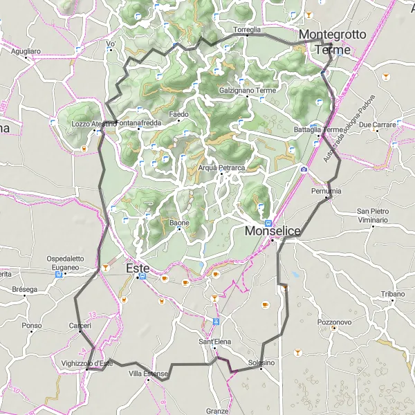 Miniatura mapy "Wyprawa Szosowa przez Solesino i La Mira" - trasy rowerowej w Veneto, Italy. Wygenerowane przez planer tras rowerowych Tarmacs.app