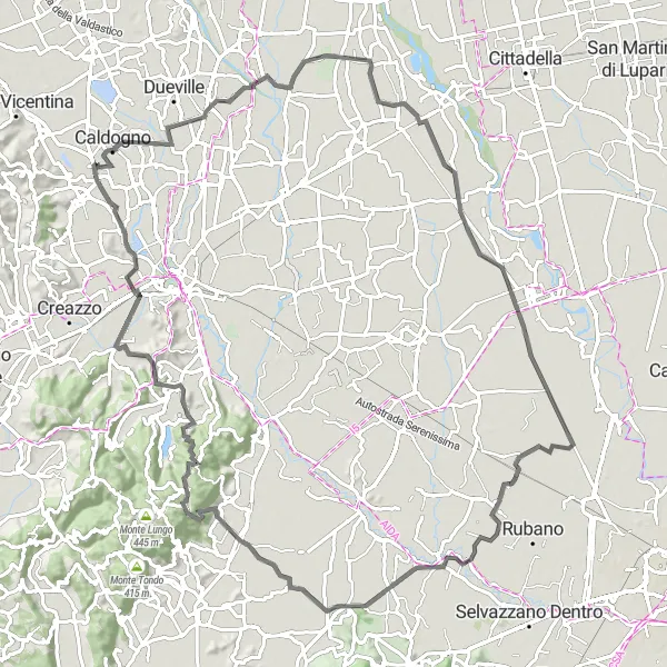 Miniatura mapy "Trasa szosowa do Arcugnano" - trasy rowerowej w Veneto, Italy. Wygenerowane przez planer tras rowerowych Tarmacs.app
