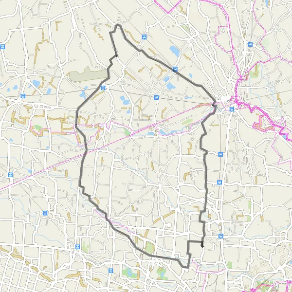 Mapa miniatúra "Okolie Musana - Sambughè - Martellago - Sant'Ambrogio - Musano" cyklistická inšpirácia v Veneto, Italy. Vygenerované cyklistickým plánovačom trás Tarmacs.app