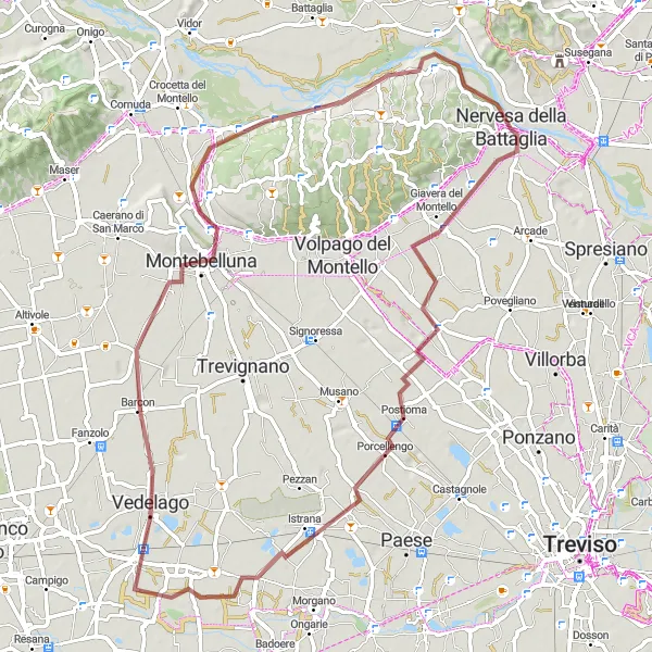 Miniature de la carte de l'inspiration cycliste "Les villages pittoresques du Veneto" dans la Veneto, Italy. Générée par le planificateur d'itinéraire cycliste Tarmacs.app