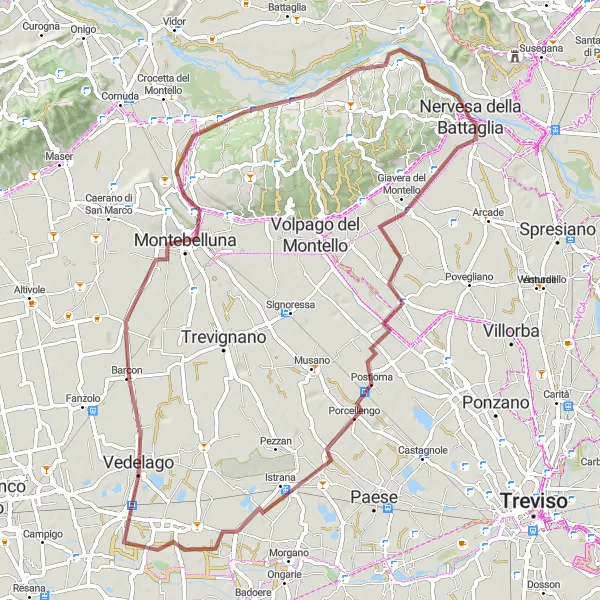 Map miniature of "Vineyard Circuit" cycling inspiration in Veneto, Italy. Generated by Tarmacs.app cycling route planner