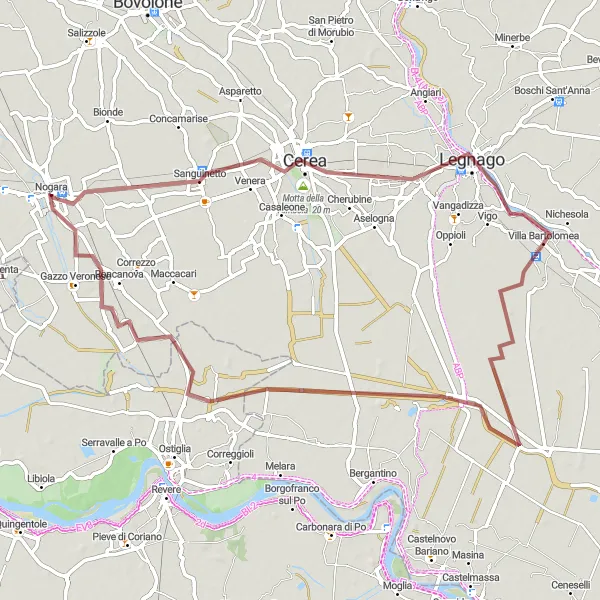 Miniatuurkaart van de fietsinspiratie "Rustieke Graveltocht" in Veneto, Italy. Gemaakt door de Tarmacs.app fietsrouteplanner