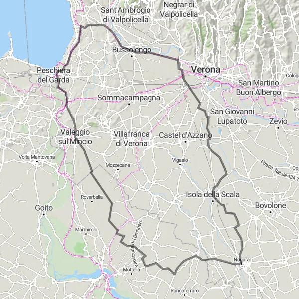 Miniatuurkaart van de fietsinspiratie "Historische Mantuaanse Route" in Veneto, Italy. Gemaakt door de Tarmacs.app fietsrouteplanner