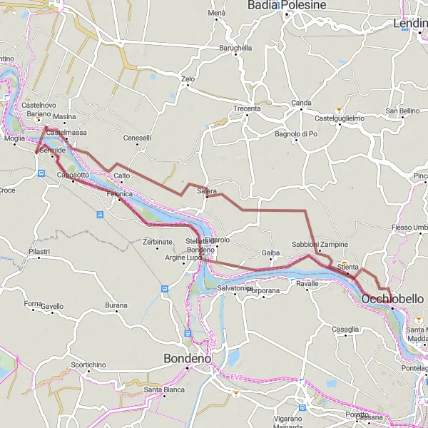 Miniatura della mappa di ispirazione al ciclismo "Percorso in bicicletta su sterrato da Stienta a Gaiba" nella regione di Veneto, Italy. Generata da Tarmacs.app, pianificatore di rotte ciclistiche