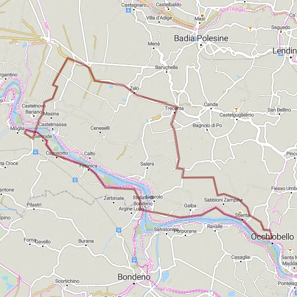 Miniatura della mappa di ispirazione al ciclismo "Rotta in bicicletta tra Gaiba e Trecenta" nella regione di Veneto, Italy. Generata da Tarmacs.app, pianificatore di rotte ciclistiche