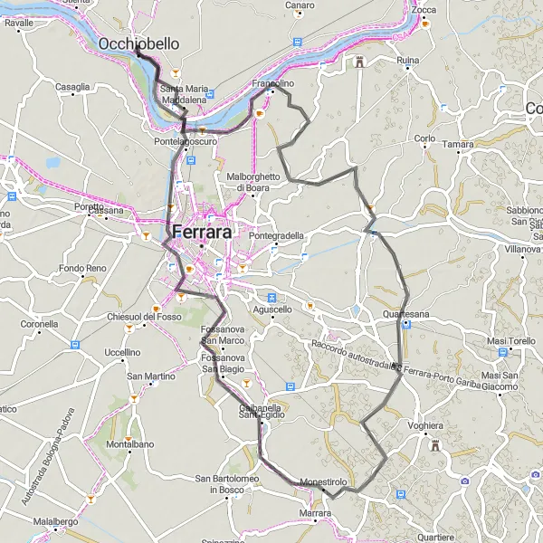 Map miniature of "Scenic Ride through the Countryside" cycling inspiration in Veneto, Italy. Generated by Tarmacs.app cycling route planner