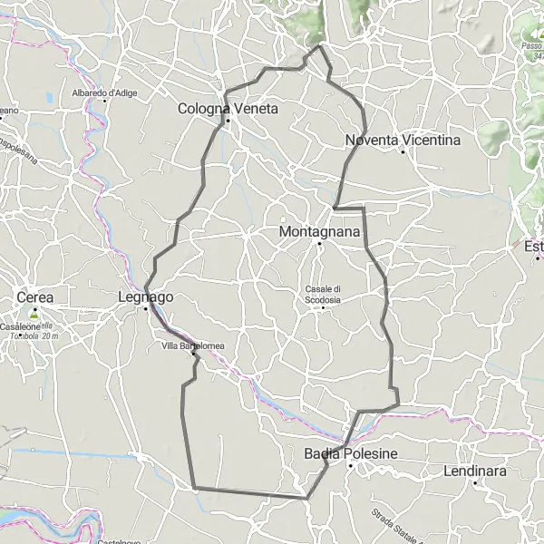 Karten-Miniaturansicht der Radinspiration "Erkundung von Orgiano und Umgebung" in Veneto, Italy. Erstellt vom Tarmacs.app-Routenplaner für Radtouren