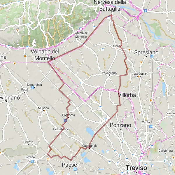 Miniatura della mappa di ispirazione al ciclismo "Avventura in mountain bike tra Belvedere e Bavaria" nella regione di Veneto, Italy. Generata da Tarmacs.app, pianificatore di rotte ciclistiche