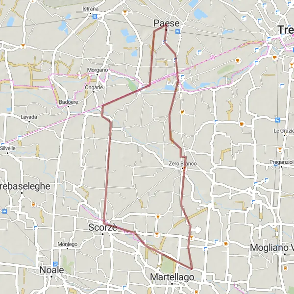 Miniatura mapy "Trasa Gravel do Quinto di Treviso" - trasy rowerowej w Veneto, Italy. Wygenerowane przez planer tras rowerowych Tarmacs.app