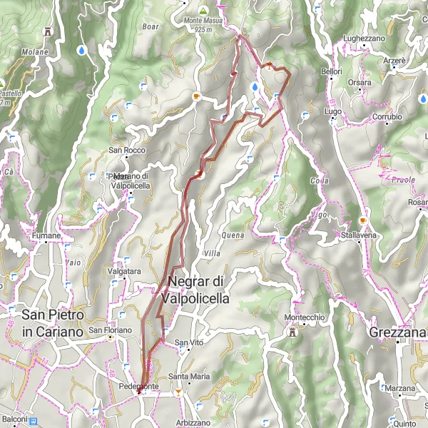 Miniatua del mapa de inspiración ciclista "Ruta Gravel de Monte Tesoro" en Veneto, Italy. Generado por Tarmacs.app planificador de rutas ciclistas