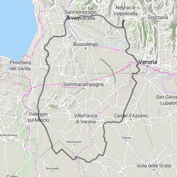 Miniatura mapy "Przejażdżka rowerowa Parona - San Pietro in Cariano" - trasy rowerowej w Veneto, Italy. Wygenerowane przez planer tras rowerowych Tarmacs.app