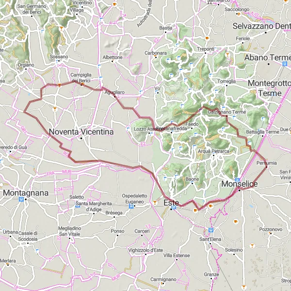 Miniature de la carte de l'inspiration cycliste "Escapade Sauvage dans les Montagnes Vénitiennes" dans la Veneto, Italy. Générée par le planificateur d'itinéraire cycliste Tarmacs.app