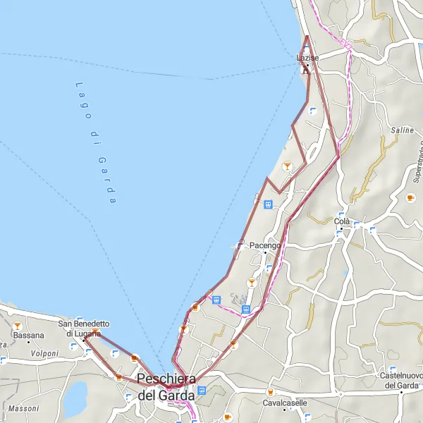 Mapa miniatúra "Gravel okolo Peschiera del Garda" cyklistická inšpirácia v Veneto, Italy. Vygenerované cyklistickým plánovačom trás Tarmacs.app