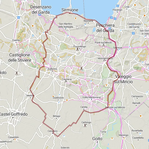 Map miniature of "Panoramic Gravel Route" cycling inspiration in Veneto, Italy. Generated by Tarmacs.app cycling route planner