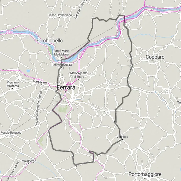 Map miniature of "The Francis Route" cycling inspiration in Veneto, Italy. Generated by Tarmacs.app cycling route planner