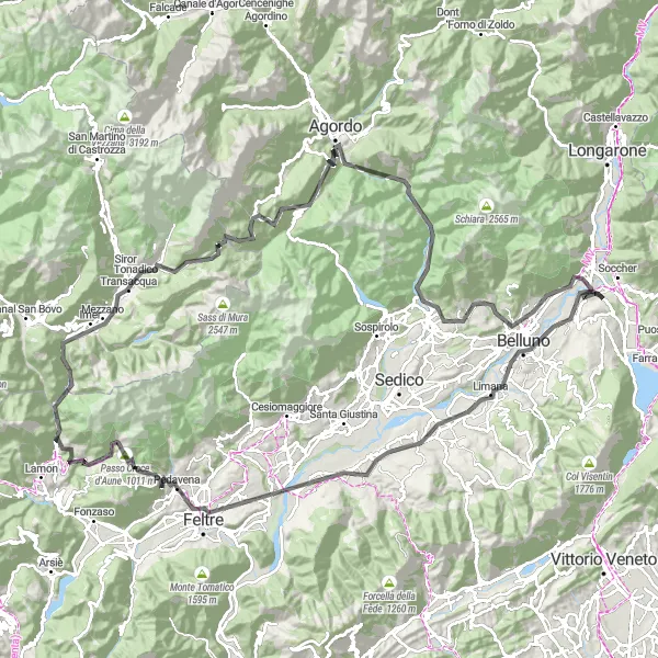 Miniatuurkaart van de fietsinspiratie "De Veneto Verkenningstocht" in Veneto, Italy. Gemaakt door de Tarmacs.app fietsrouteplanner