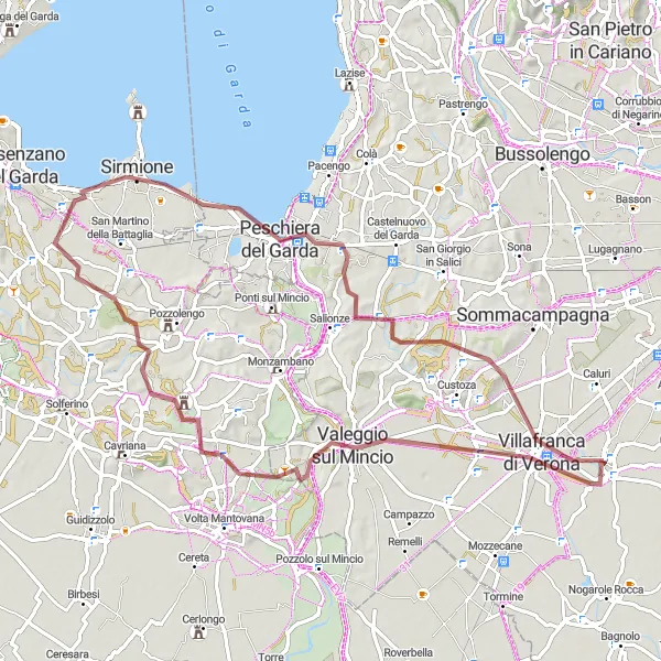 Map miniature of "Verona Gravel Adventure" cycling inspiration in Veneto, Italy. Generated by Tarmacs.app cycling route planner