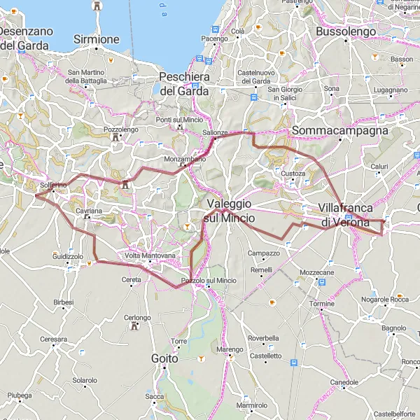 Map miniature of "Mantova Gravel Tour" cycling inspiration in Veneto, Italy. Generated by Tarmacs.app cycling route planner