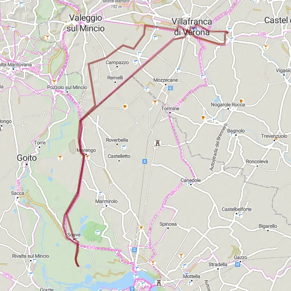 Map miniature of "Verona Countryside Loop" cycling inspiration in Veneto, Italy. Generated by Tarmacs.app cycling route planner