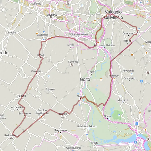 Map miniature of "Scenic Countryside and Historic Wonders" cycling inspiration in Veneto, Italy. Generated by Tarmacs.app cycling route planner