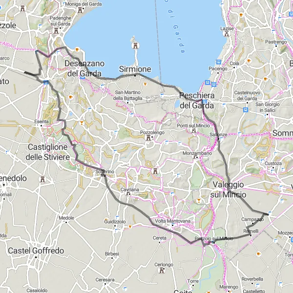 Map miniature of "Road Cycling Adventure: Majestic Landscapes and Historical Treasures" cycling inspiration in Veneto, Italy. Generated by Tarmacs.app cycling route planner