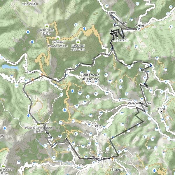 Miniatuurkaart van de fietsinspiratie "Avontuurlijke rit naar Posina" in Veneto, Italy. Gemaakt door de Tarmacs.app fietsrouteplanner