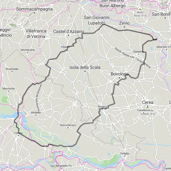 Miniatura mapy "Trasa rowerowa: Ronco All'Adige - Santa Maria di Zevio" - trasy rowerowej w Veneto, Italy. Wygenerowane przez planer tras rowerowych Tarmacs.app