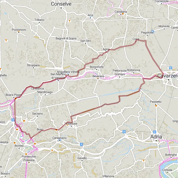Miniatura della mappa di ispirazione al ciclismo "Giro in bici da Rovigo a San Martino di Venezze e Tassina" nella regione di Veneto, Italy. Generata da Tarmacs.app, pianificatore di rotte ciclistiche