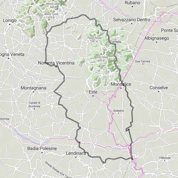 Miniatuurkaart van de fietsinspiratie "Ontdek de heuvels en kastelen van de regio" in Veneto, Italy. Gemaakt door de Tarmacs.app fietsrouteplanner