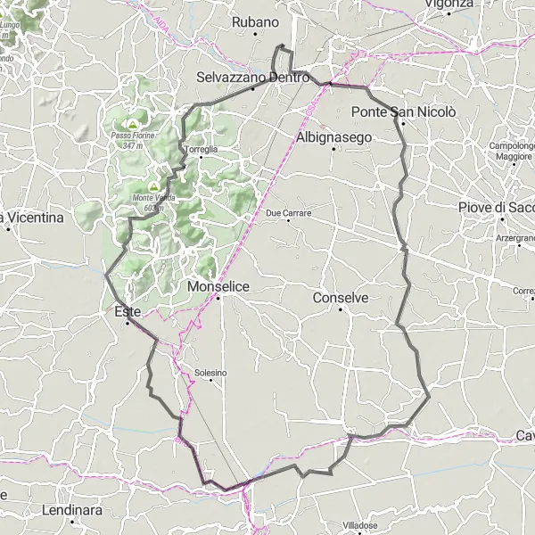 Miniaturní mapa "Cyklistická trasa kolem Rubana" inspirace pro cyklisty v oblasti Veneto, Italy. Vytvořeno pomocí plánovače tras Tarmacs.app