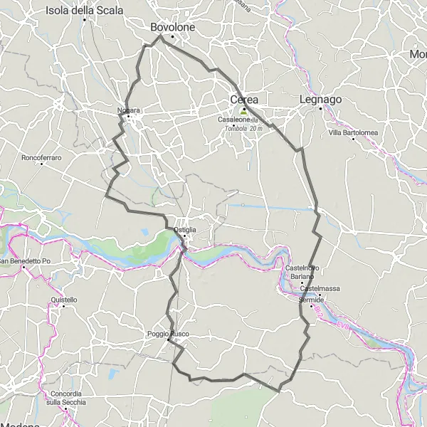 Mapa miniatúra "Veneto Road Cycling Adventure" cyklistická inšpirácia v Veneto, Italy. Vygenerované cyklistickým plánovačom trás Tarmacs.app