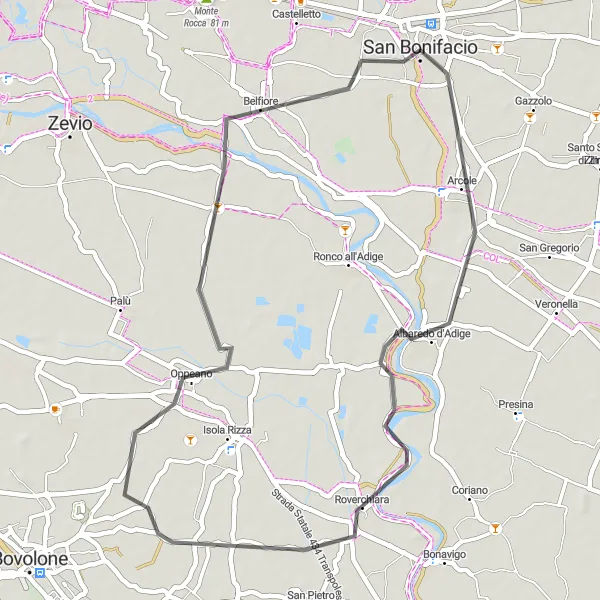 Miniatura mapy "Trasa Rowerska" - trasy rowerowej w Veneto, Italy. Wygenerowane przez planer tras rowerowych Tarmacs.app