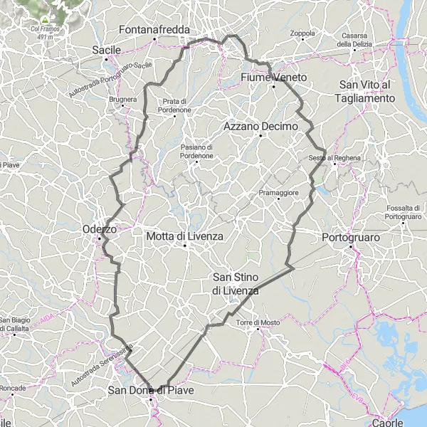 Miniatura mapy "Szlak przez prowincję Veneto" - trasy rowerowej w Veneto, Italy. Wygenerowane przez planer tras rowerowych Tarmacs.app